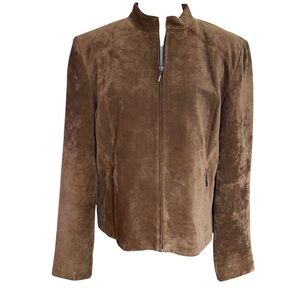 Suede Leather Bomber Jacket. Size large